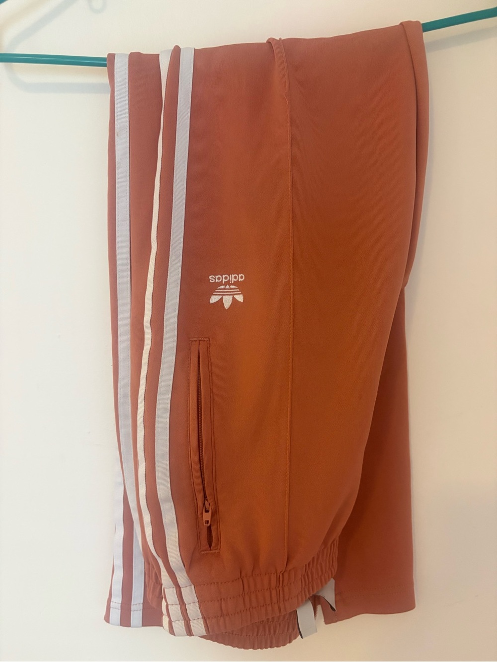 ADIDAS Woman’s Terracotta/Peach Joggers with White Stripes